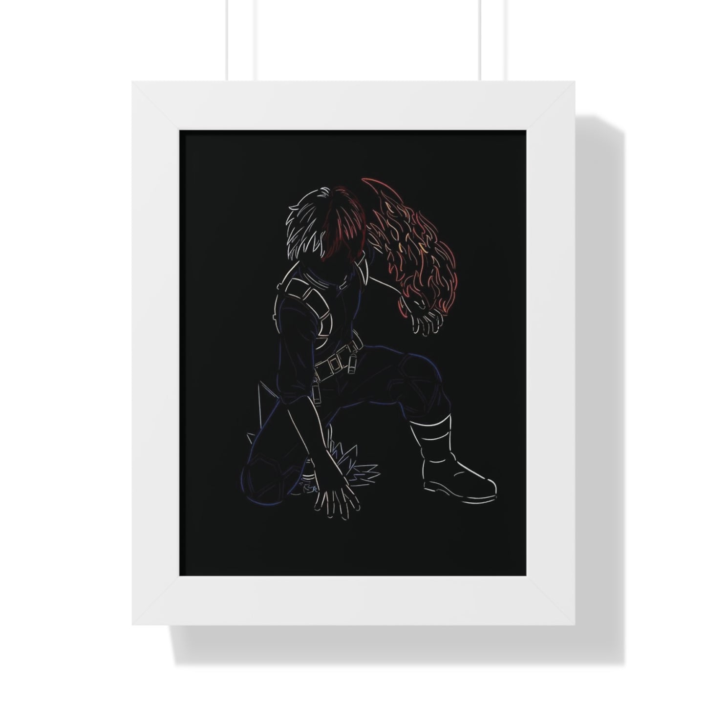 Todoroki Outline Framed Vertical Poster