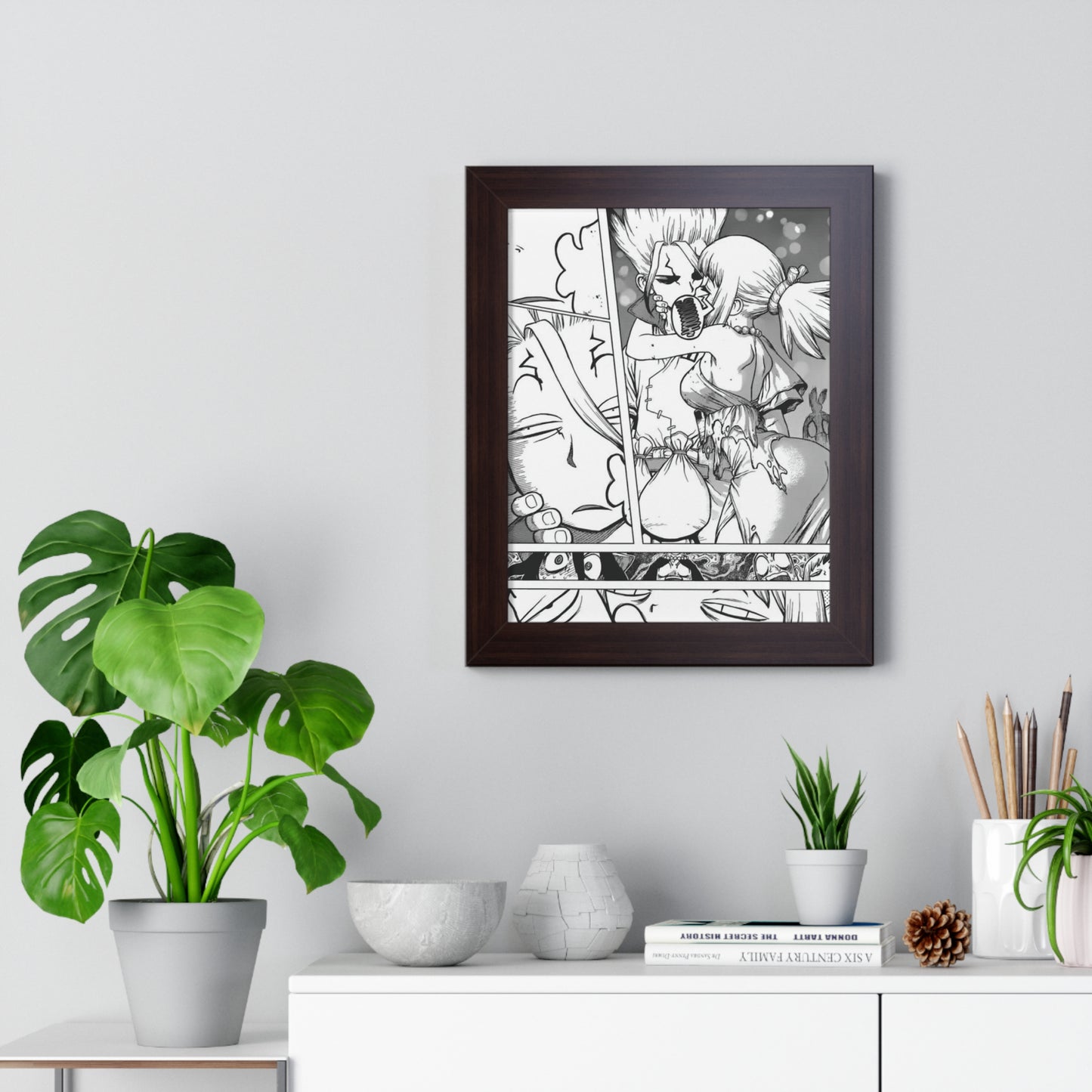 Senku Kiss Panel Framed Vertical Poster