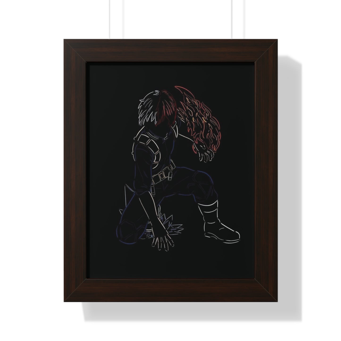 Todoroki Outline Framed Vertical Poster