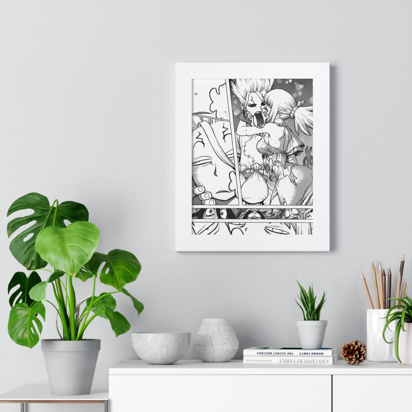 Senku Kiss Panel Framed Vertical Poster