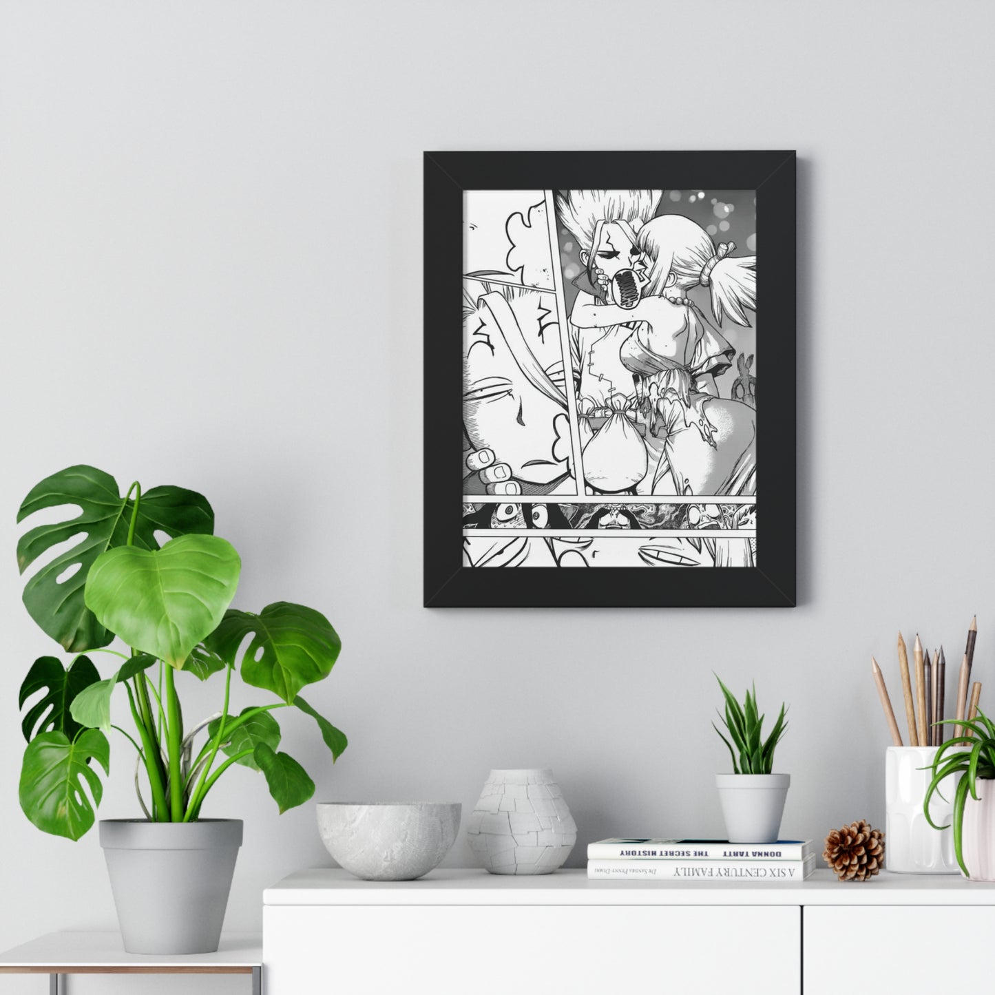 Senku Kiss Panel Framed Vertical Poster