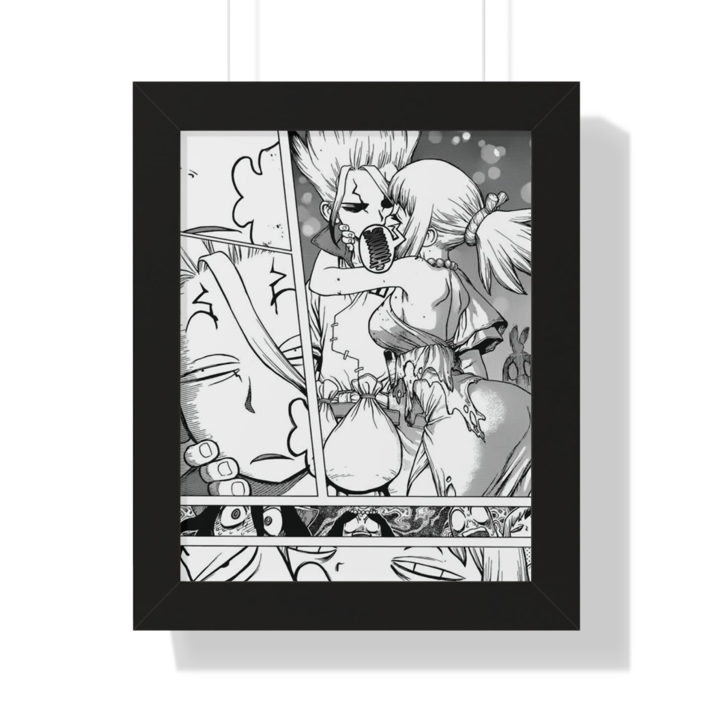 Senku Kiss Panel Framed Vertical Poster