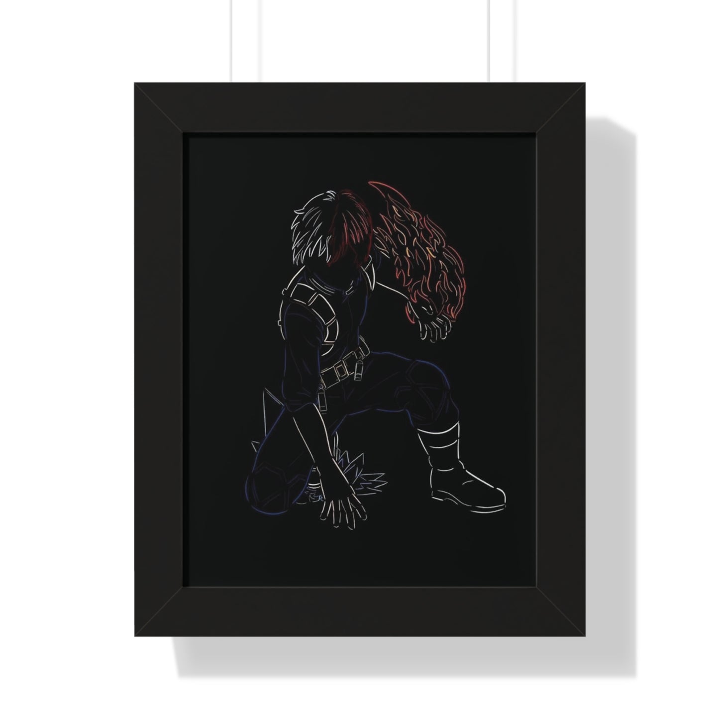 Todoroki Outline Framed Vertical Poster