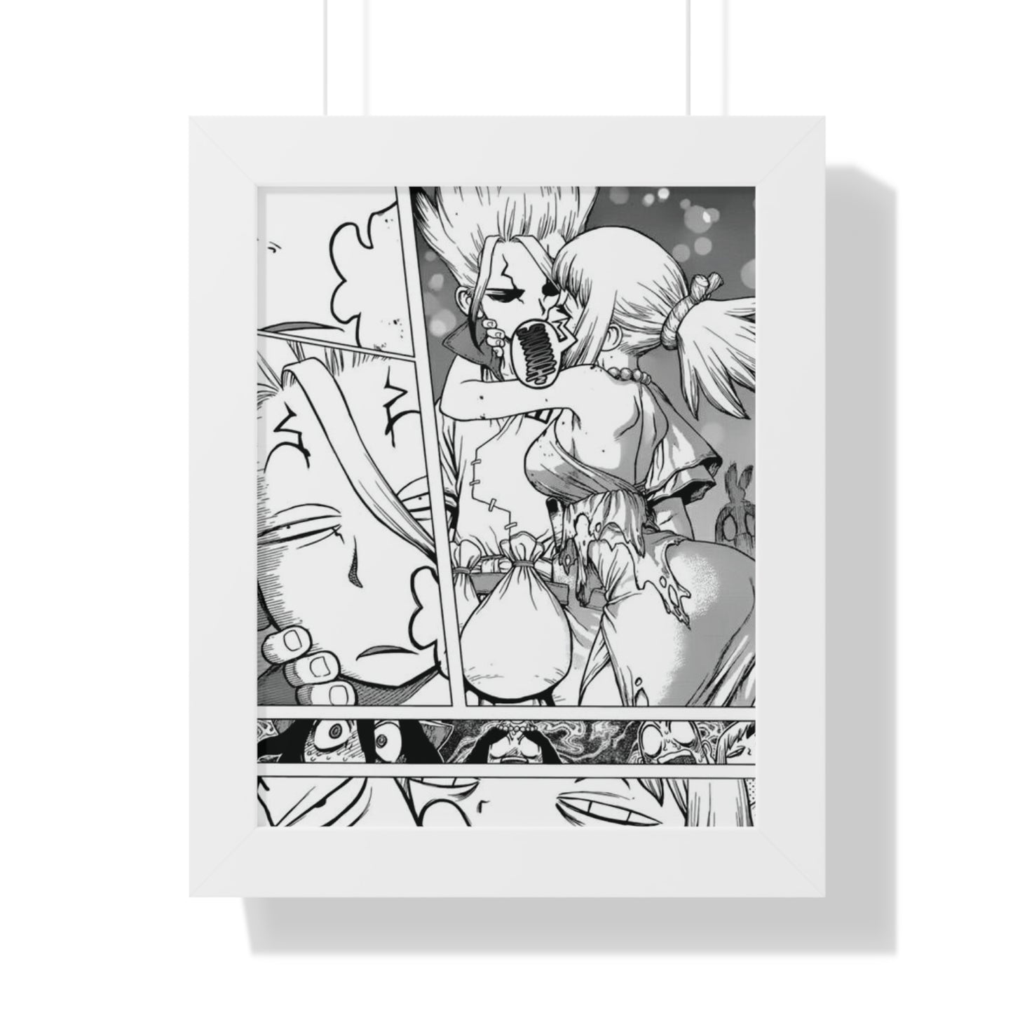 Senku Kiss Panel Framed Vertical Poster