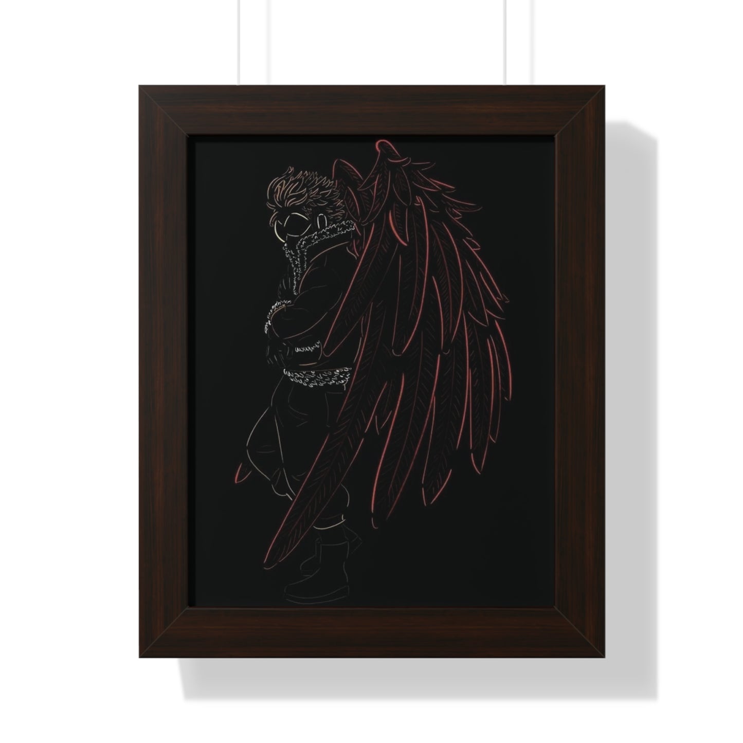 Hawks Outline Framed Vertical Poster