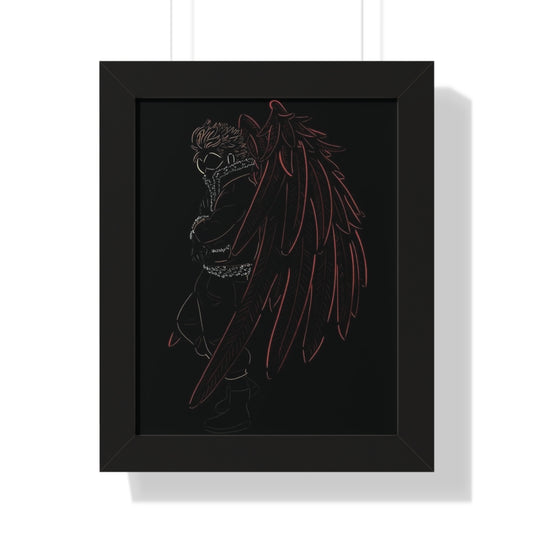 Hawks Outline Framed Vertical Poster