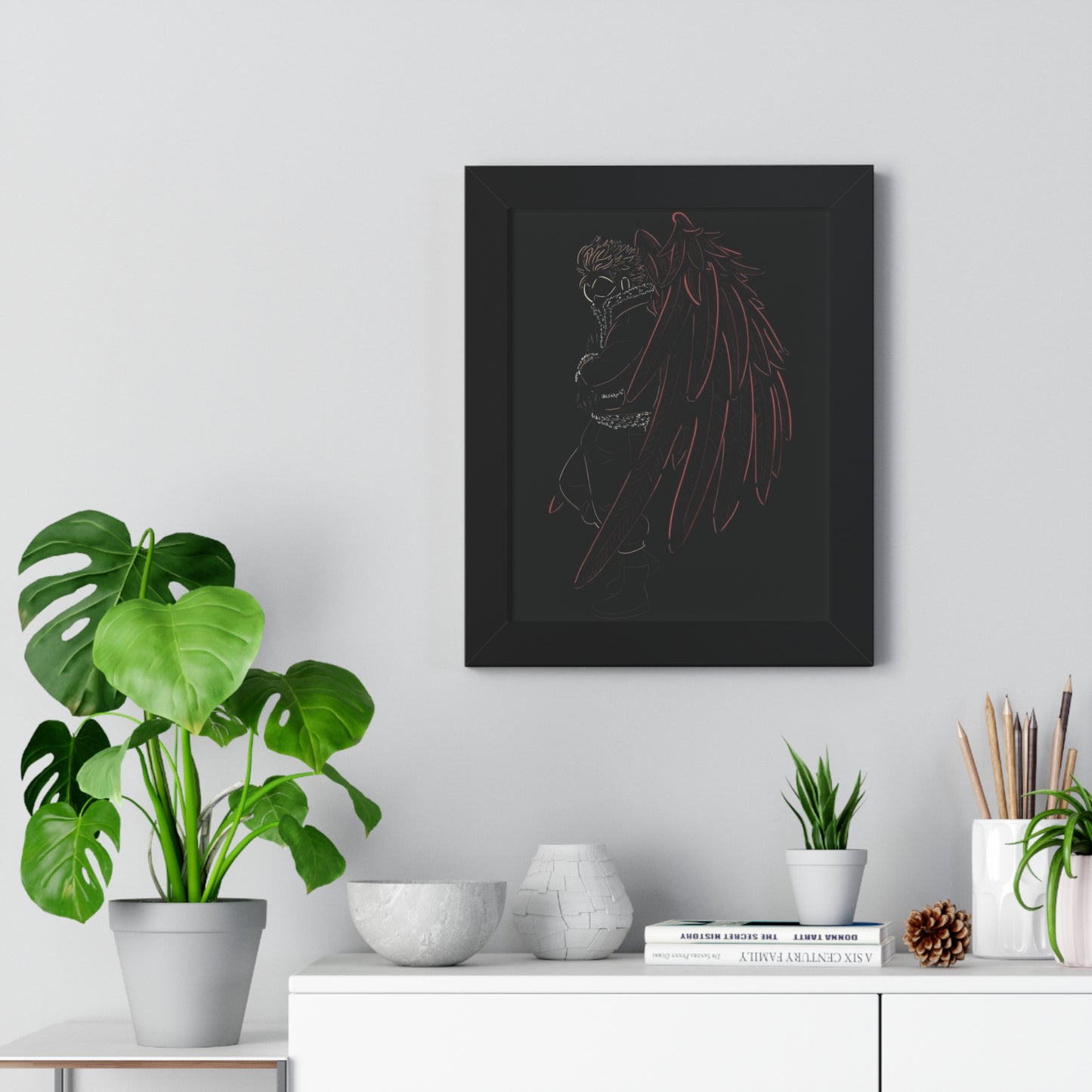 Hawks Outline Framed Vertical Poster